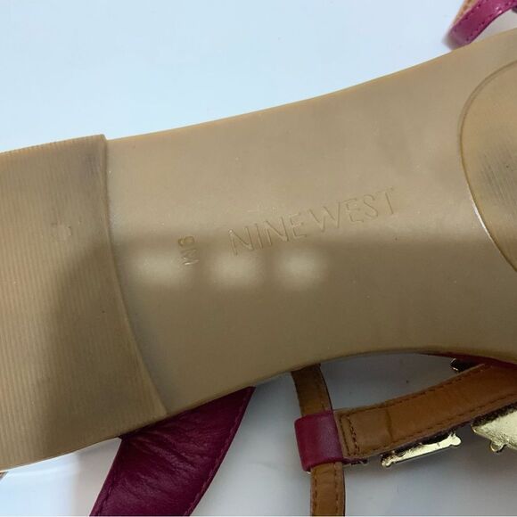 Nine West Shoes Purple Leather Sandal Flats Size 8 M with Gemstones - Picture 9 of 10